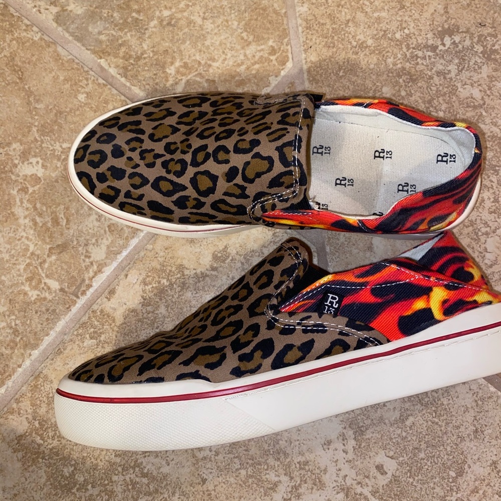 R13 Leopard & Flame Slip-On Sneakers — Distressed Luxe Streetwear Icon - Picture 7 of 10